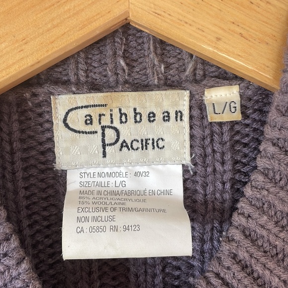 Caribbean Pacific pink/purple faux fur cable knit sweater vest size Large - Picture 3 of 4